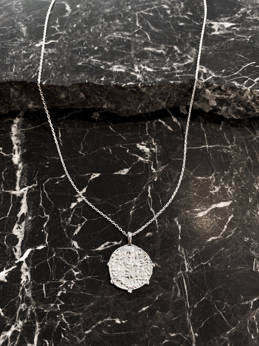 Coin Charm Sterling Silver Plated Necklace