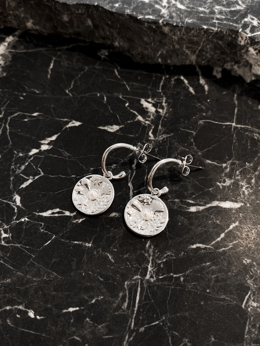 Millia Sterling Silver Plated Coin Earring