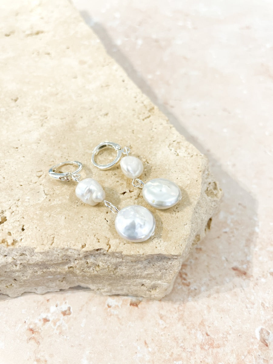 Aura Pearl Sterling Silver Plated Earrings