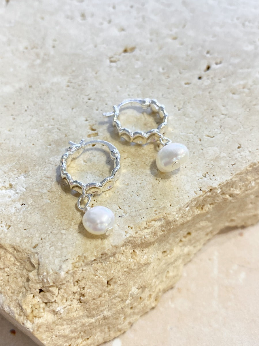Vintage Pearl Drop Silver Plated Earrings
