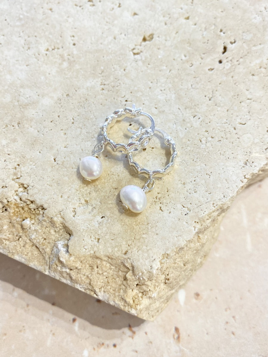 Vintage Pearl Drop Silver Plated Earrings