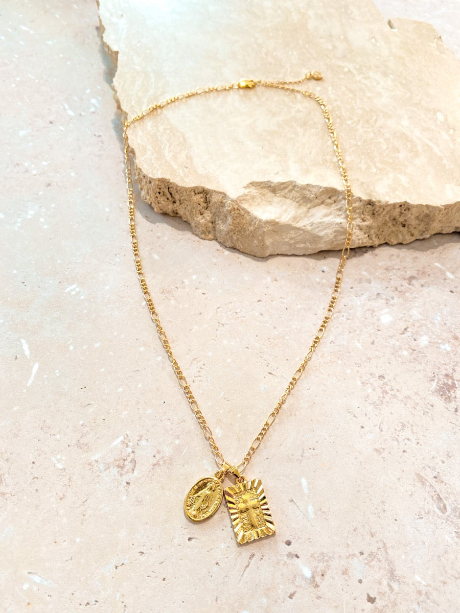 Double Charm 18K Gold Plated Necklace