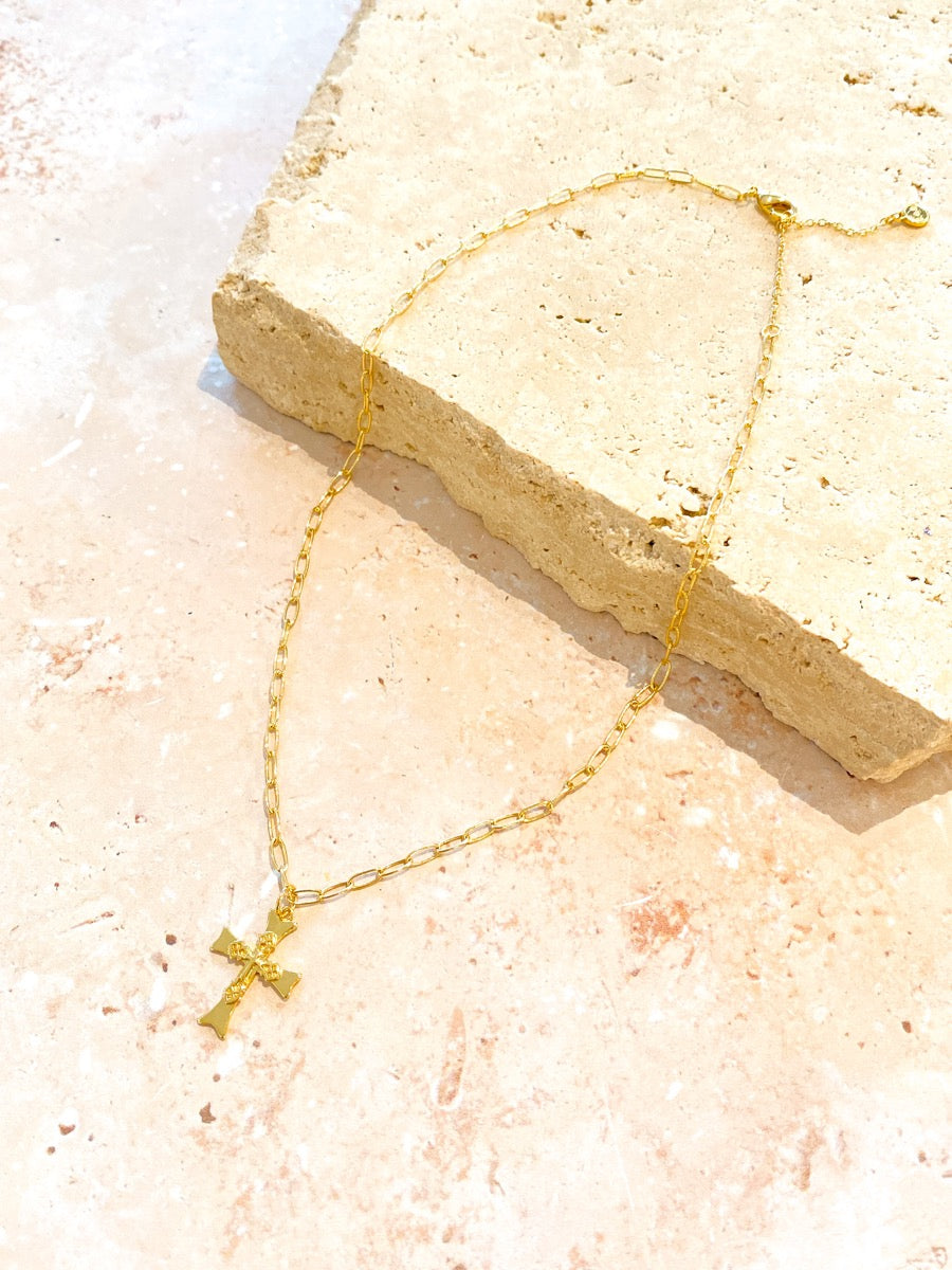Cross Charm 18K Gold Plated Necklace