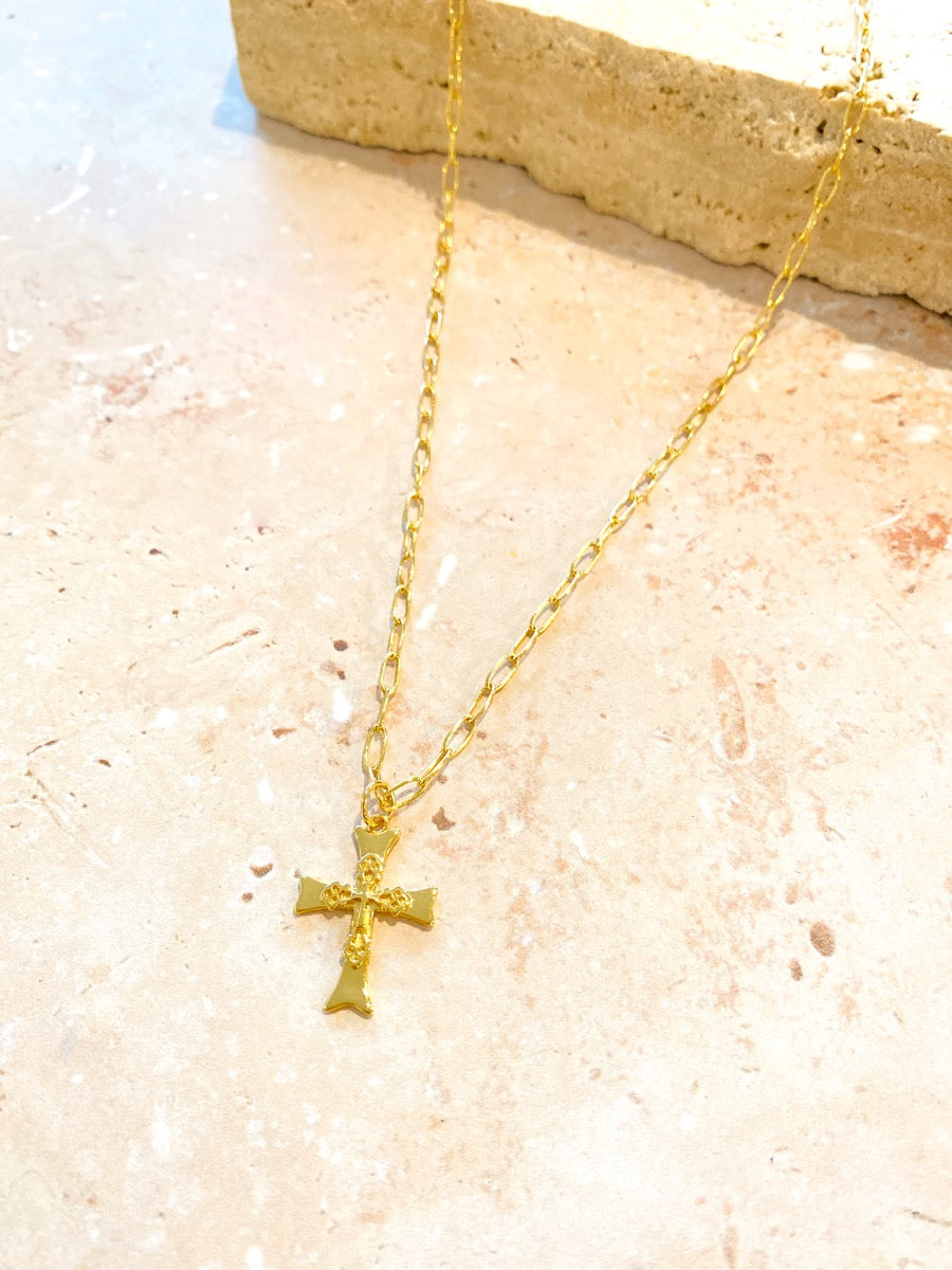 Cross Charm 18K Gold Plated Necklace