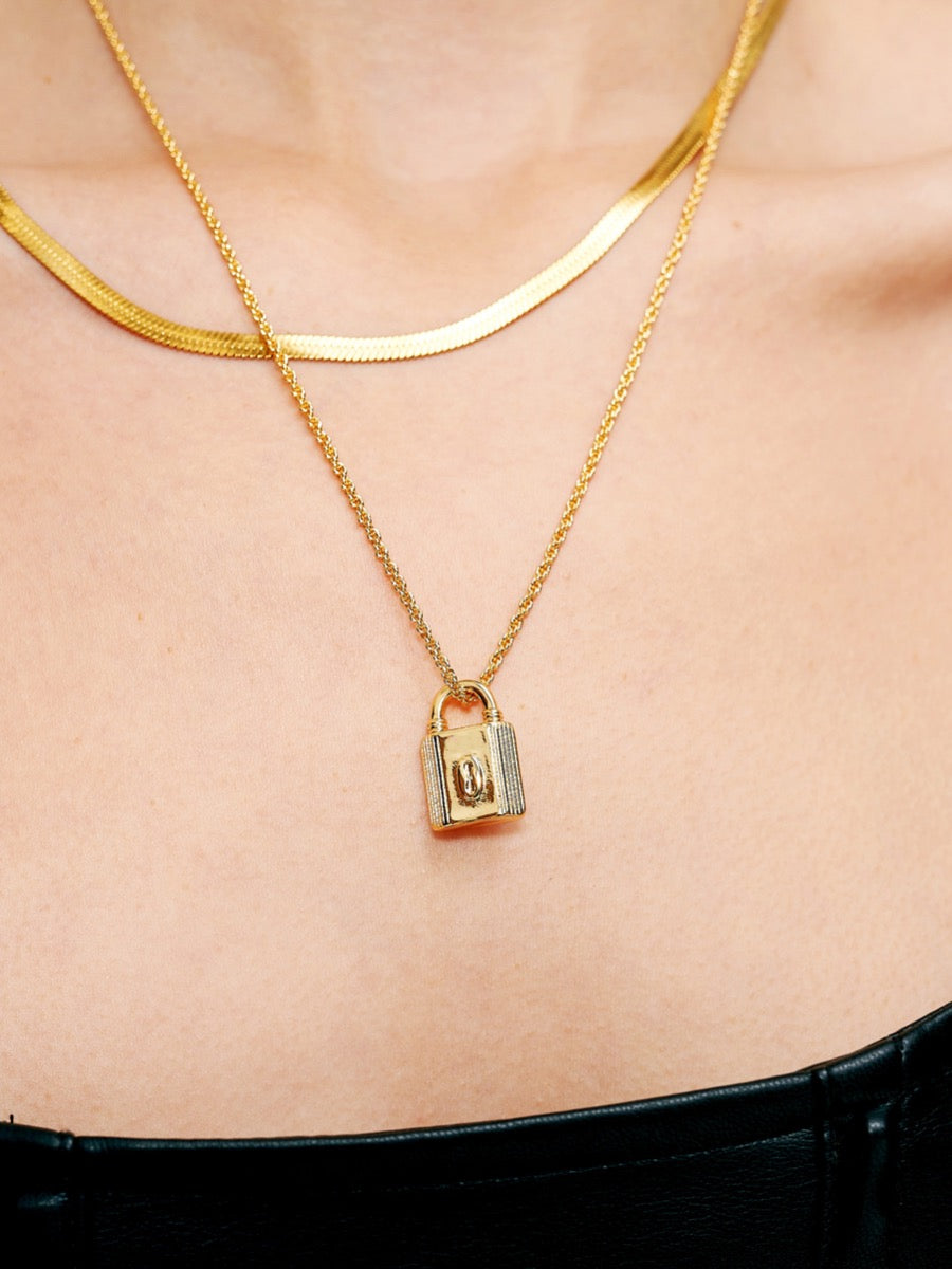 Lock Charm 18K Gold Plated Necklace