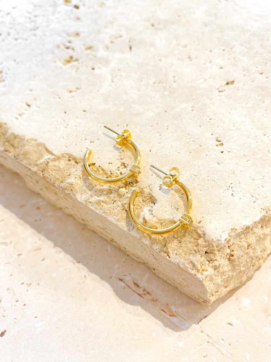 Minimal Diamanté 18K Gold Plated Earrings