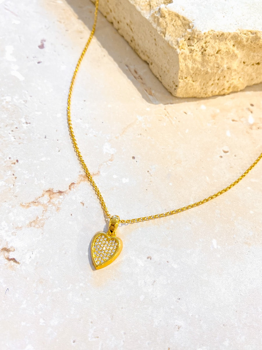 Diamanté Heart 18K Gold Plated Necklace