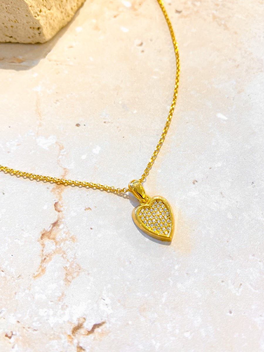Diamanté Heart 18K Gold Plated Necklace