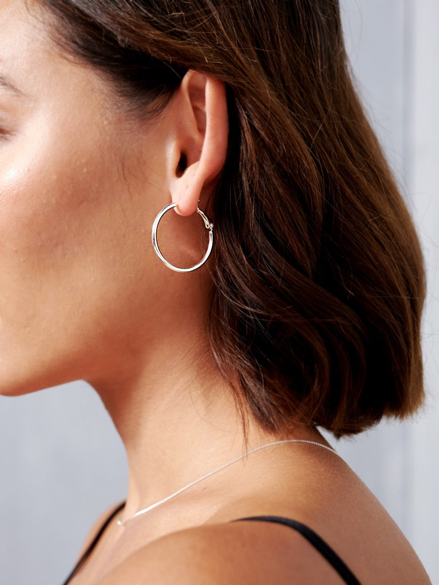 30mm Classic Sterling Silver Plated Hoops