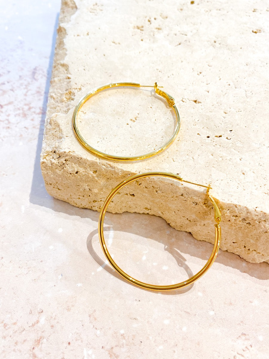 50mm Classic 18K Gold Plated Hoops