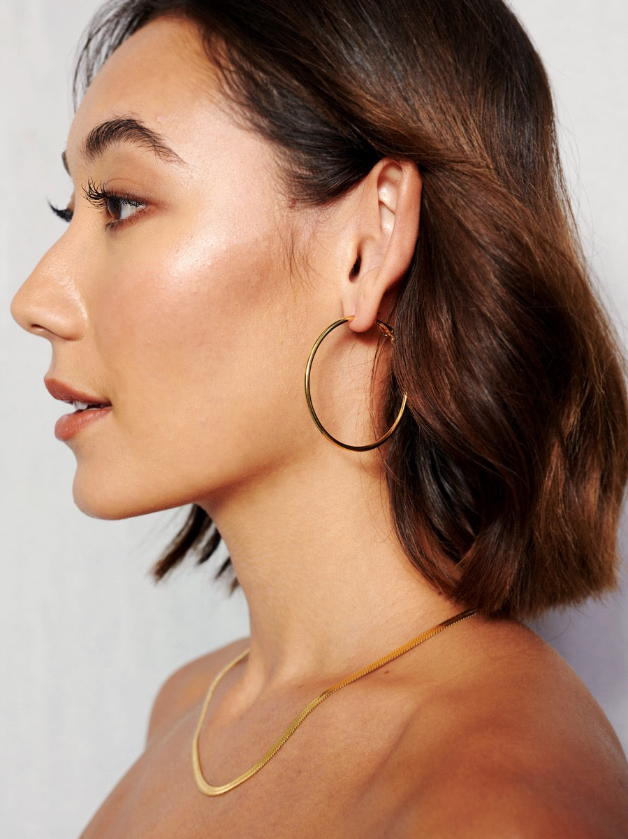 50mm Classic 18K Gold Plated Hoops