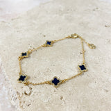 Clover 18K Gold Plated Bracelet in Black