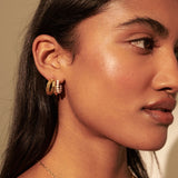 Trio Pearl Layered 18K Gold Plated Earrings