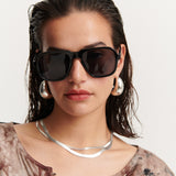 Anika Retro Frame Sunglasses in Black