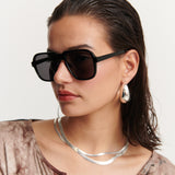 Anika Retro Frame Sunglasses in Black