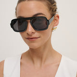 Retro Aviator Sunglasses in Black