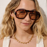 Retro Aviator Sunglasses in Dark Tort