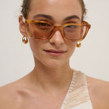 L&S Kitty Rectangular Sunglasses in Vintage Tort