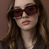 Gladdy Square Frame Sunglasses in Tort