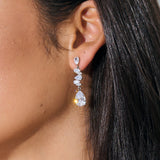 L&S Elena Crystal White Gold Plated Earrings