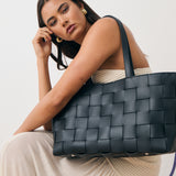 Nelly Woven Tote Bag in Black
