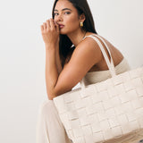 Nelly Woven Tote Bag in Beige