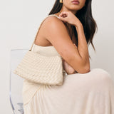 L&S Roselle Woven Shoulder Bag in Ivory