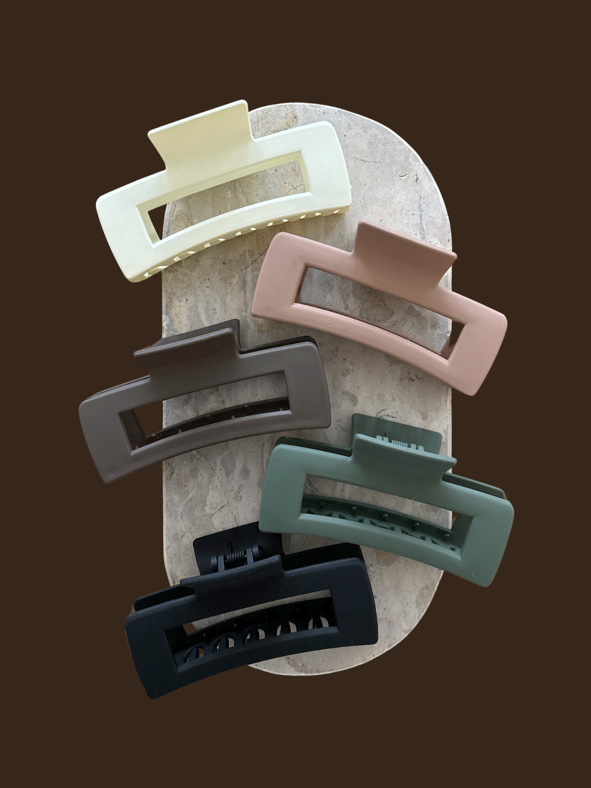 Large Matte Rectangular Claw Clip (5col)
