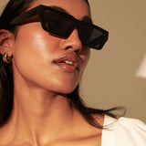 Theo Rectangular Sunglasses in Black