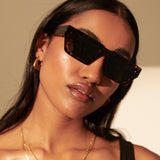 Theo Rectangular Sunglasses in Tort