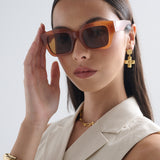 Jollie Angular Sunglasses in Brown