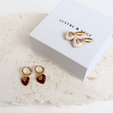 Jules Heart Red 18K Gold Plated Earrings