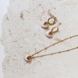 Jules Heart White 18K Gold Plated Earrings