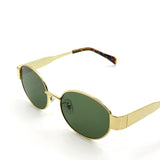L&S Round Metal Oval Sunglasses in Green