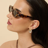 Cadie Oval Retro Sunglasses in Tort
