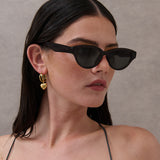Megan Oval Frame Sunglasses in Black