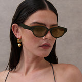 Megan Oval Frame Sunglasses in Green