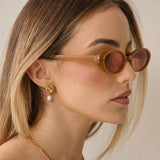 Anderson Oval Frame Sunglasses in Caramel