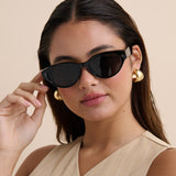 Heaven Oval Frame Sunglasses in Black