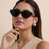 Heaven Oval Frame Sunglasses in Black