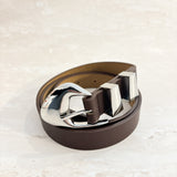 Pebble Dome Buckle Belt in Brown