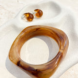 Angular Cuff Bangle in Brown