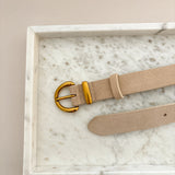 Marlene Suede Buckle Belt in Stone