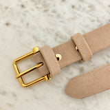 Halley Suede Buckle Belt in Stone