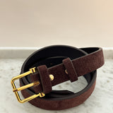 Halley Suede Buckle Belt in Brown