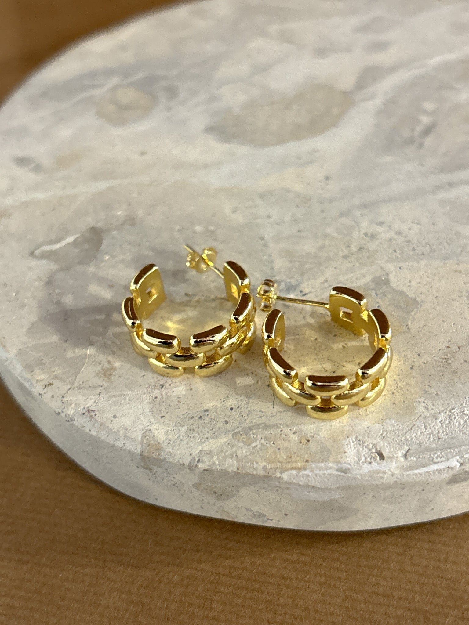 Popcorn Chain 18K Gold Plated Earrings