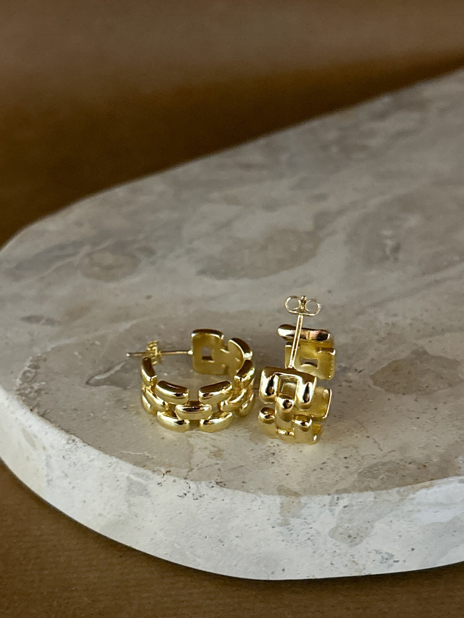 Popcorn Chain 18K Gold Plated Earrings