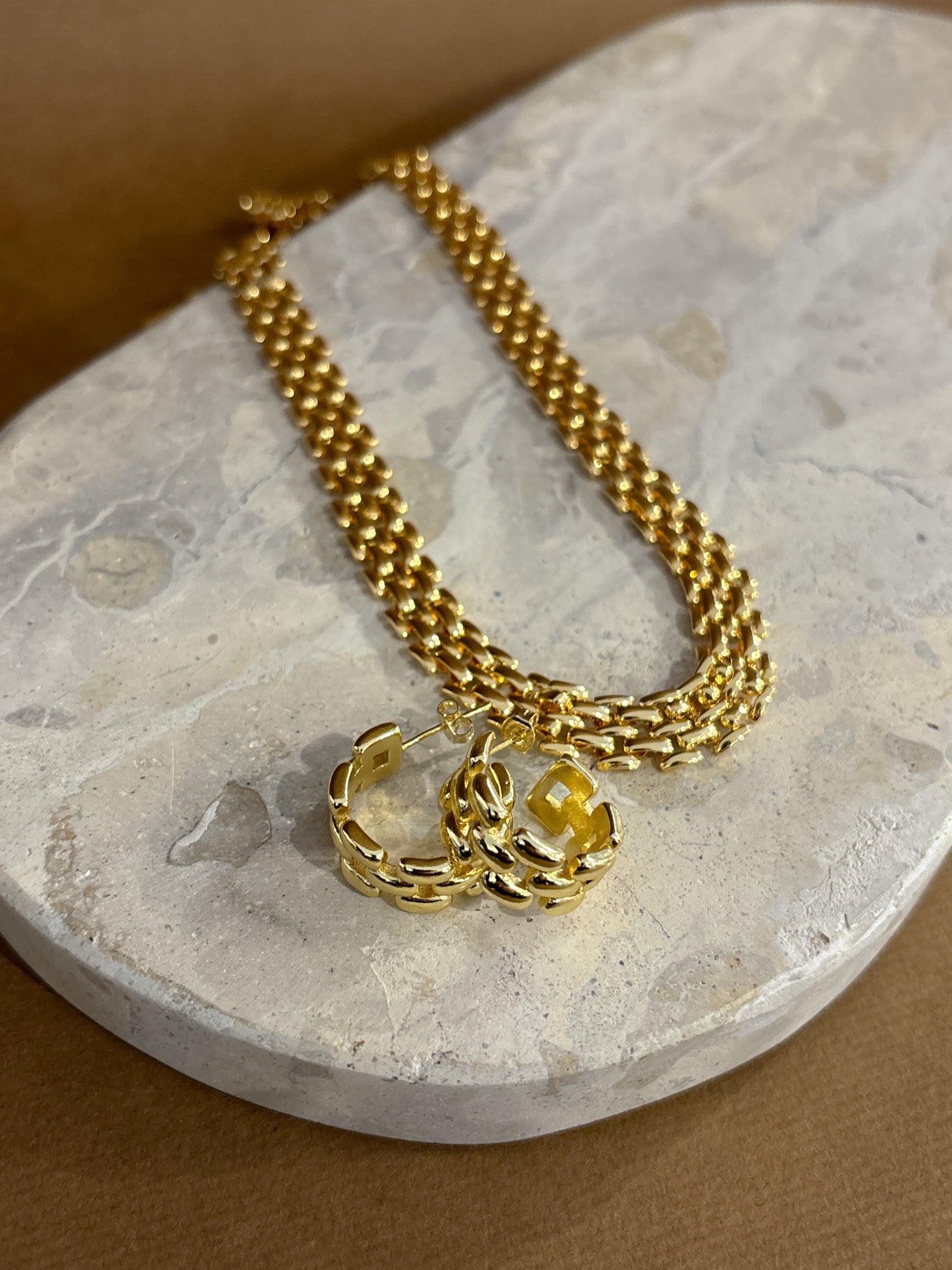 Popcorn Chain 18K Gold Plated Earrings