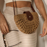 Marielle Straw Half Moon Bag