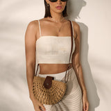 Marielle Straw Half Moon Bag